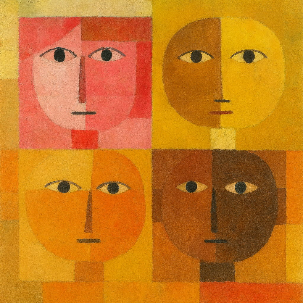 Collaboration illstration with faces of different people